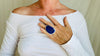 Oversized Lapis Lazuli Ring. Size 6. Sterling Silver Cocktail Ring. 4149