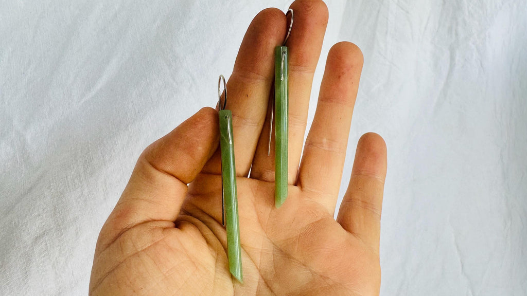 Jade & Sterling Silver Earrings. Canadian Jade. 1361