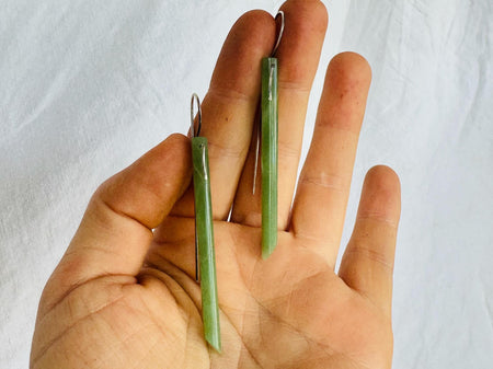 Jade & Sterling Silver Earrings. Canadian Jade. 1361