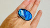 Oversized Labradorite Ring. Bright Blue! Adjustable Sterling SilverJewelry. Handmade Designer Jewelry. 4006
