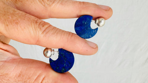 Lapis Lazuli Flat Hoop Earrings. Atelier Aadya. 4285