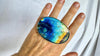 Labradorite Two Finger Ring. Adjustable. Multicolor and Strong Flash. 2157
