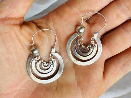 Sterling Oaxacan Earrings. Traditional Design. Sterling Silver. Oaxaca, Mexico. AP-174