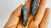Carved Black Wings Earrings. Exquisitely Crafted Clam Shell and Sterling Silver Jewelry. Atelier Aadya. 2734