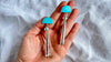 Natural Turquoise Earrings with Squash Blossoms. Sterling Silver. 2147