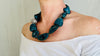 Blue Apatite, and Silver Necklace. Handmade Designer Beaded Jewelry.