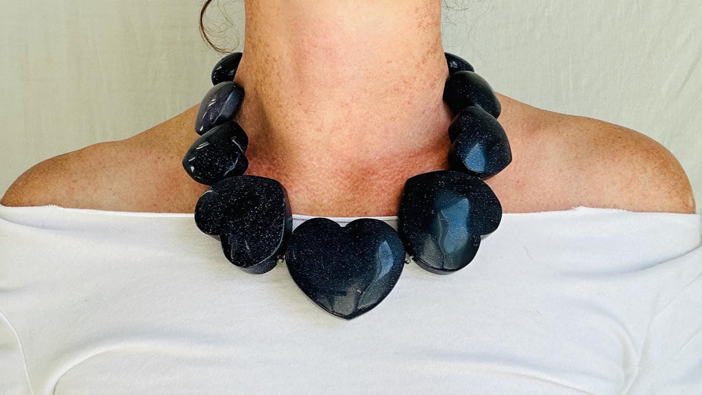 Blue Goldstone & Silver Necklace. Atelier Aadya.