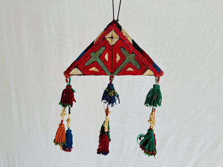 Vintage Silk Turkmen Tribal Beaded Tassels. Evil Eye. Door or Wall Decor. 4265