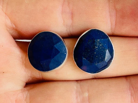 Lapis Lazuli Asymmetrical Earrings. Sterling Silver. 0915