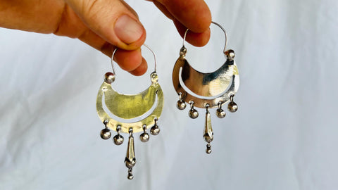 Shiny Silver Hoop Earrings. Oaxacan Jewelry. Sterling Silver. AR2