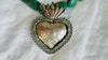 Turquoise Beaded Necklace, Milagro Sacred Heart Pendant. Sterling Silver.