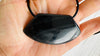 Obsidian Adze Pendant Necklace. Leather & Sterling Silver. 2262