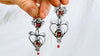 Heart Earrings. Oaxacan Filigree with Coral. Sterling Silver. Mexico. 0402