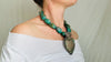 Turquoise Beaded Necklace, Milagro Sacred Heart Pendant. Sterling Silver.