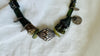 Ancient Roman Glass Necklace with Antique Silver. Handmade Designer Jewelry. 2572