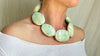 Carribean Calcite Beaded Necklace. Chunky Ovals. Sterling Silver. 1411