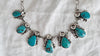 Turquoise & Flowers Sterling Silver Necklace. Taxco. Stunning! 0510