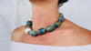 Blue Onyx and Sterling Beaded Necklace. Handcrafted Designer Statement Jewelry. 2841