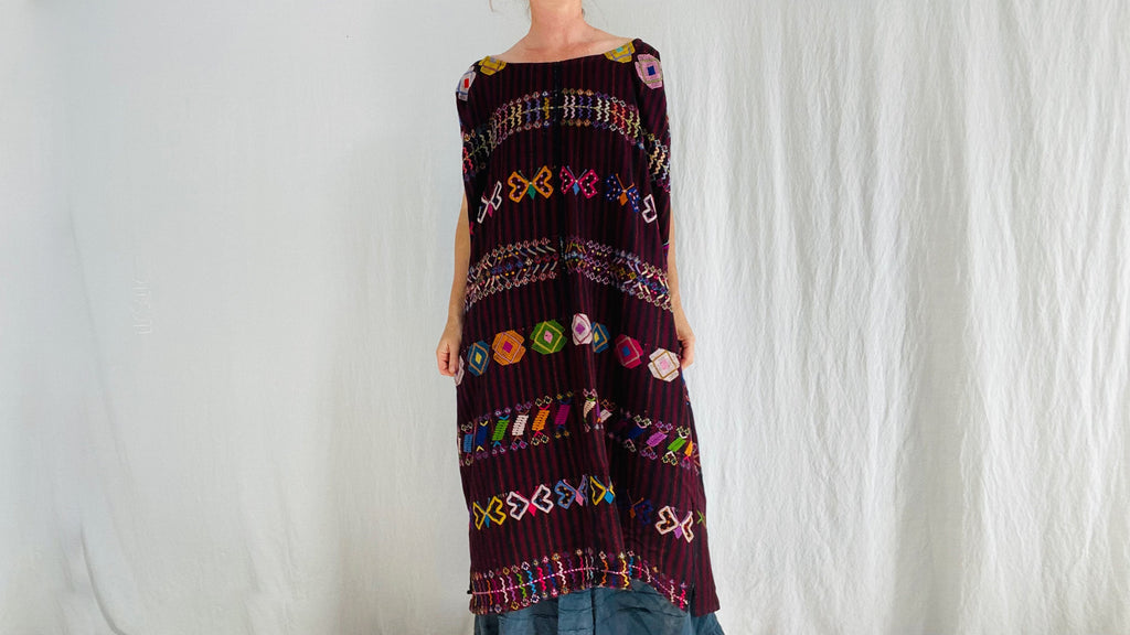 Vintage Guatemala Huipil Dress. Colotenango. Hand Embroidered and H... Vintage Guatemala Huipil Dress. Colotenango. Hand Embroidered and H...