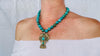 Vintage Mexican Cross Pendant on Turquoise Necklace. Gold Plated Silver. Mexico. Frida Kahlo