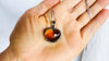 Amber & Sterling Heart Pendant on a Silver Chain. AP-354