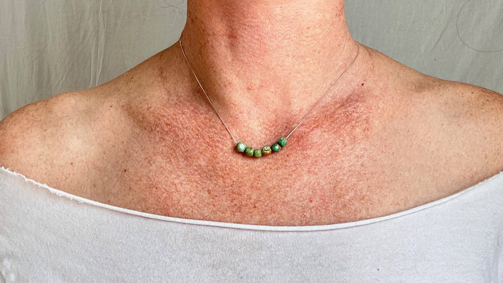 Turquoise Necklace. Fine Sterling Silver Chain. 0995