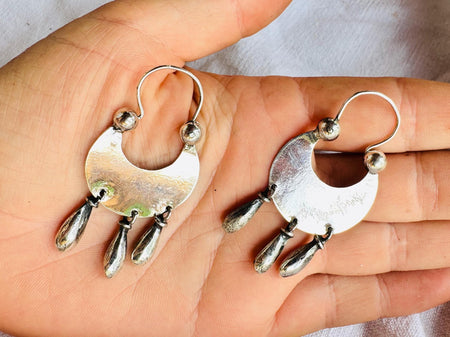 Shiny Silver Hoop Earrings. Oaxacan Jewelry. Sterling Silver. ARC34