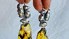 Amber & Bird Earrings from Mexico. Handmade of Sterling Silver. S/N. Statement Earrings