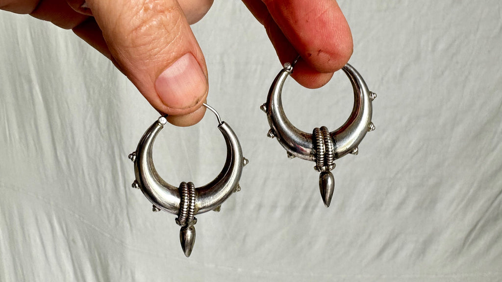 Fat Hoop Earrings India. Sterling Silver. 1088