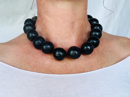 Barro Negro & Silver Necklace. Oaxacan Black Clay. Sterling Silver.