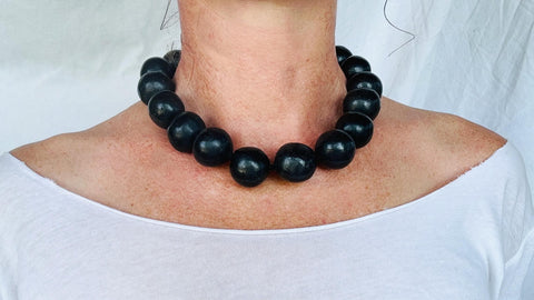 Barro Negro & Silver Necklace. Oaxacan Black Clay. Sterling Silver.