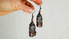 Vintage Uzbek Earrings. Jhumkas with Pearl and Coral. Handmade Sterling Silver Jewelry. 0547