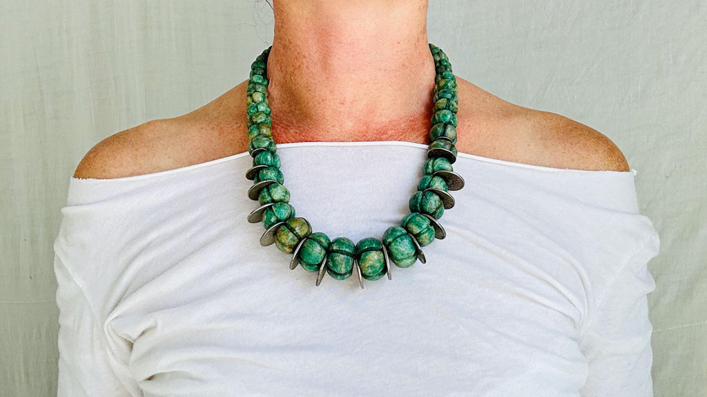 Mayan Guatemalita Jade Graduated Choker Necklace. Guatemalan.