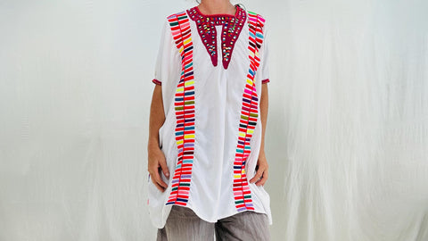 Tenango Mexican Huipil. Vibrant Mayan Textile. 4219