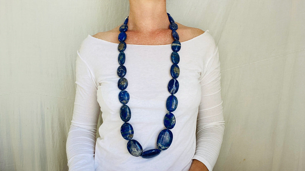 Lapis Lazuli Long Beaded Necklace. 1197