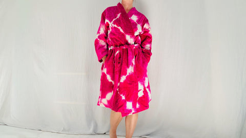 Cotton Velvet Tie Dyed Robe. Luxe 100% Cotton. One size.