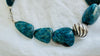 Blue Apatite, and Silver Necklace. Handmade Designer Beaded Jewelry.