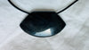 Obsidian Adze Pendant Necklace. Leather & Sterling Silver. 4354