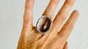 Natural Quartz Ring. Oversized. Botanicals. Size 6.5. 4148