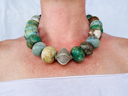 Mayan Guatemalita Jade Ceremonial Necklace. Guatemalan Made Beads.