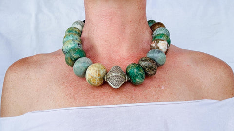 Mayan Guatemalita Jade Ceremonial Necklace. Guatemalan Made Beads.
