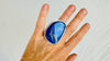 Oversized Lapis Lazuli Ring. Size 6. Sterling Silver Cocktail Ring. 4149