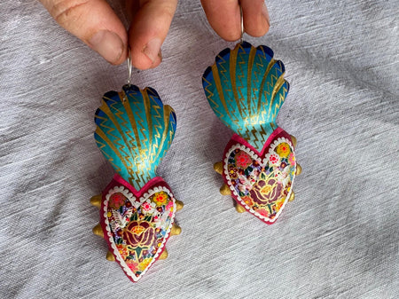 Alebrije Heart Earrings. Sterling Silver. Atelier Aadya. 2881.