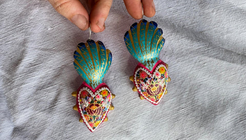 Alebrije Heart Earrings. Sterling Silver. Atelier Aadya. 2881.
