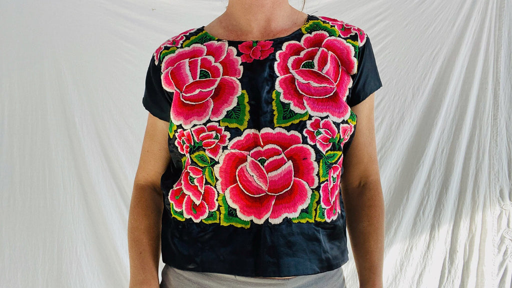 Istmo Blusa Tehuana Blusas Bordadas Blusa Tehuana Estilizada Blusa