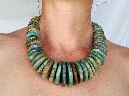 Jade Disks Choker Necklace. Guatemalan. Mayan Guatemalita. 2865