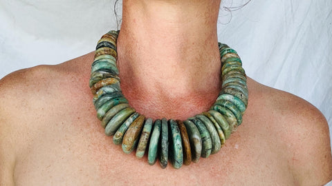 Jade Disks Choker Necklace. Guatemalan. Mayan Guatemalita. 2865