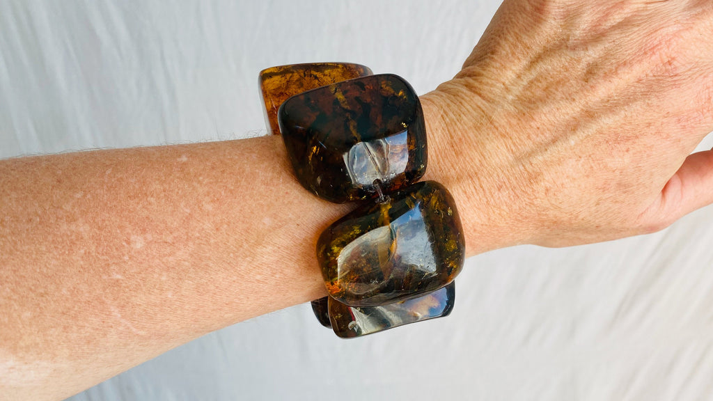 Amber Beaded Bracelet. Chunky. IN COMPLIANCE with Etsy Regulations.