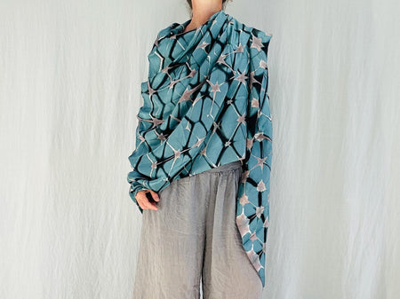 Silk Shibori Shawl, Wrap, Scarf. Pastel Colors. Kutch.