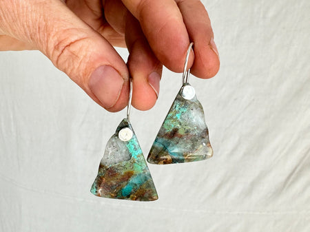 Chrysocolla and Sterling Silver Earrings. Atelier Aadya. 0620